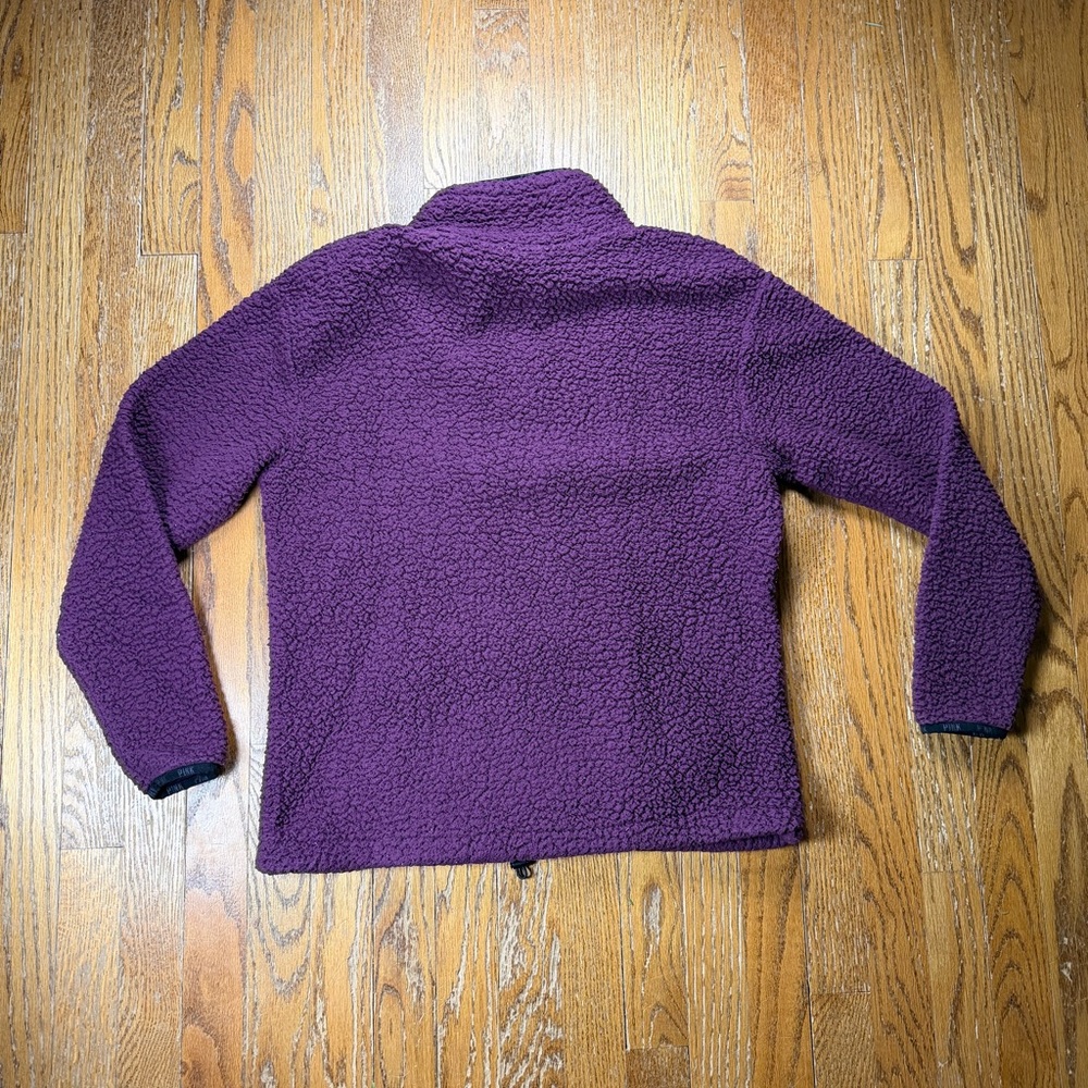 Victoria's Secret PINK Sweatshirt Womens XS Purple Sherpa 1/4 Zip Pullover - Picture 7 of 11